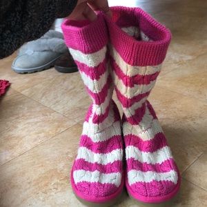 Ugg Pink and White Striped Boots